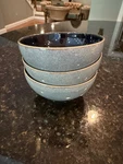 Denby Set Of 3 Rice Bowls Storm Plum/grey Rare Made In England. Fixed Price $149.00.