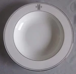 Soup Pasta Bowl Lenox China Federal Platinum Monogram Block New 9 1/4". Fixed Price $14.50.