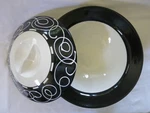 Ann Mallory Americaware Black White Swirl Modern Round Covered Large Serve Bowl. Fixed Price $84.99.