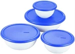 Sterilite 8 Piece Covered Set Bowl, Multisize, White & Blue. Fixed Price $28.99.
