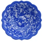 Four (4) Pioneer Woman Blue Country Splatter 6.5" Melamine Dinner Bowls. Fixed Price $33.92.