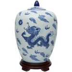 11" Dragon Blue & White Porcelain Vase Jar. Fixed Price $54.00.
