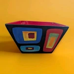 Modern Mary Naylor Designs Square Bowl Abstract Red Geometric 8" X 4.75" Rare. Fixed Price $64.99.