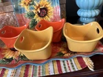Rachael Ray Ceramic Dipping Bowls Set Of 4 Orange Yellow Microwave Safe. Fixed Price $12.00.