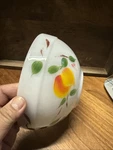 Vtg 6" Fire King Ware Milk Glass Bowl Hand Painted Peaches Grapes Fruit Usa. Fixed Price $15.00.