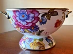Mackenzie-child's Small White Flower Market Everything Bowl Handles 9.5 Inches. Fixed Price $120.00.