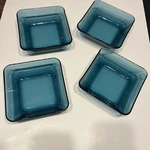 Anchor Hocking Rio Coastal Blue Square Bowl 6.5"4 Turquoise Aqua Glass. Fixed Price $26.00.
