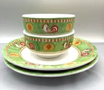 New( 4) Vietri Campagna Gallina Melamine 2 Cereal/soup Bowls, Dinner Plates. Fixed Price $58.00.
