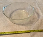 Clear Pressed Glass Fruit Bowl 8 Inch Tabletop Home Decor Piece. Fixed Price $6.99.