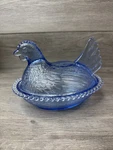 Indiana Glass Hen On Nest Candy Dish 7" Light Blue Cornflower. Fixed Price $114.95.