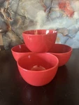 Tabletops Gallery Playa Red Salad Cereal Bowls 6", Set Of 4. Fixed Price $25.00.