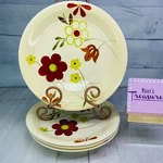 Gibson GID438 Retro 70'S Floral Muticolored Ceramic Beige Dinner Plates Set Of. Fixed Price $35.69.