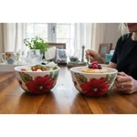 Maxcera Cream Poppies Cereal Bowls Set Of 2 White Red Very Good Floral Ceramic. Fixed Price $14.54.