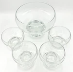 Set Of Five Arte Murano Icet Bowls Clear Glass Bun-footed 1 Lg. And 4 Sm.. Fixed Price $95.50.