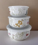 *new* Disney Winnie The Pooh And Friends Set Of 3 Ceramic Bowls With Vented Lids. Fixed Price $49.80.
