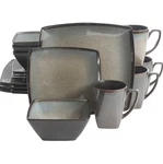 Gibson Elite 16 Piece Glazed Square Dinnerware Set With Plates, Bowls, And Mugs. Fixed Price $68.00.