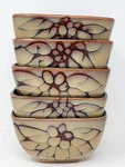 Set Of Roscher Olivia Collection Stoneware Square Cereal Soup Bowl Brown 5.75". Fixed Price $44.99.