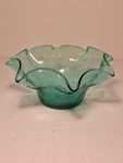 Blenko Art Glass Ruffle Edge Crackled Bowl Sea Green Mcm NN2235. Fixed Price $64.00.