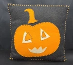 Crate & Barrel Halloween Pumpkin Applique Embroidery Pillow Cover 12X12 Wool. Fixed Price $13.66.