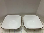 2 Corelle Square Cereal Soup Salad Bowls Twilight Grove Brown Rim 6 3/8 Euc. Fixed Price $9.99.
