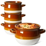 Tauci French Onion Soup Bowls With Handles, 16 Oz, Brown & White. Fixed Price $47.57.