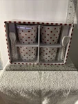 New Box Set 4 Crofton Porcelain Bowls With Spoon. White Red Dots. Fixed Price $24.95.