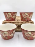 222 Fifth Gabrielle Red Dessert, Appetizer Snack Bowls Set Of 4 Floral Mint. Fixed Price $40.00.