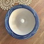 The Original Apple Baker Ceramic Round Baking Dish Blue Beige Oven Safe. Fixed Price $10.50.
