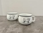 2 Omniware O-ware Farmhouse Pig Cups Bowls Mugs Porcelain Stackable Dishes. Fixed Price $32.25.