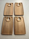 Crate & Barrel Wood Wine Glass Appetizer Snack Tray Set Of 4. Fixed Price $16.99.
