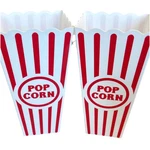 Retro-style Reusable Plastic Popcorn Red White Stripe Glossy Tub Set Of Two. Fixed Price $6.50.