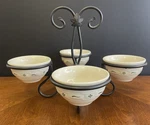 Longaberger Wrought Iron 4 Bowl Condiment Server With Caddy In Heritage Green. Fixed Price $49.94.
