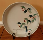 Yamato China Large Round White Bowl Hand Painted Wild Berries Green Trim 11". Fixed Price $55.00.