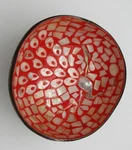 Lacquerware Coconut Shell Bowl Peacock Design 6" Diameter Mother Of Pearl Inlay. Fixed Price $12.50.