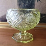 Vintage Imperial Glass Yellow Hobstar Compote Pedestal Bowl Mid Century No Lid. Fixed Price $20.00.