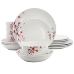 Elama Tamara 16 Piece Cherry Blossom Porcelain Double Bowl Dinnerware Set, Serv. Fixed Price $68.99.