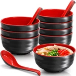 Pumtus 8 Pack Melamine Japanese Noodle Soup Bowl Set - 32OZ Large With Spoons. Fixed Price $33.00.