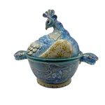 Blue Sky Peacock Casserole Dish Lidded Ceramic Heather Goldminc 2011 Colorful. Fixed Price $140.62.