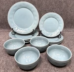 12 Pcs Rachael Ray Cucina Setting For 4 Dinner Salad Plates & Bowls Agave Blue. Fixed Price $79.99.