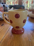 Gail Pittman Southern Living Siena Polka Dot Pedestal Coffee Mug. Fixed Price $10.00.