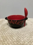 World Market Ramen Soup Noodle Bowl Black & Red W/ Spoon. Fixed Price $9.49.