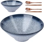 Lareina Ceramic Japanese Ramen Bowls, 2 Sets (6 Piece) 60 Ounce, Large Blue. Fixed Price $53.31.