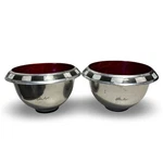 Set Of 2 Julia Knight Mother Pearl Ringed Bowls Cast Aluminum Red Enamel. Fixed Price $20.00.