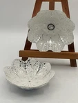Shiraleah Glass Bowl Set Of Two Snowflake Pattern Reverse Painted Silver White. Fixed Price $25.94.