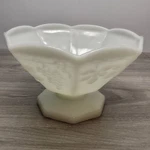 Anchor Hocking Pedestal Bowl - Grape Vine Leaf Milk Glass Fruit/candy. Fixed Price $27.00.
