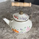 Vintage Corning Coordinates Abundance Enamelware Tea Kettle. Fixed Price $68.75.