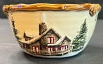 Vtg St. Nicholas Square Snow Valley Winter Cabin Design Bowl Christmas Holiday. Fixed Price $12.60.