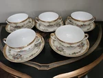 Antique Circa 1921 Noritake Norma Pattern Soup Cups With Two Handles. Fixed Price $87.00.