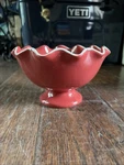 Longaberger Pottery My Valentine Red Ruffled Bowl #31527 Ceramic Candy Dish. Fixed Price $22.00.