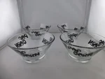 Set Of 4 Glass Popcorn Bowls Movie Night Snack Clear Black Text Japan J3. Fixed Price $15.00.